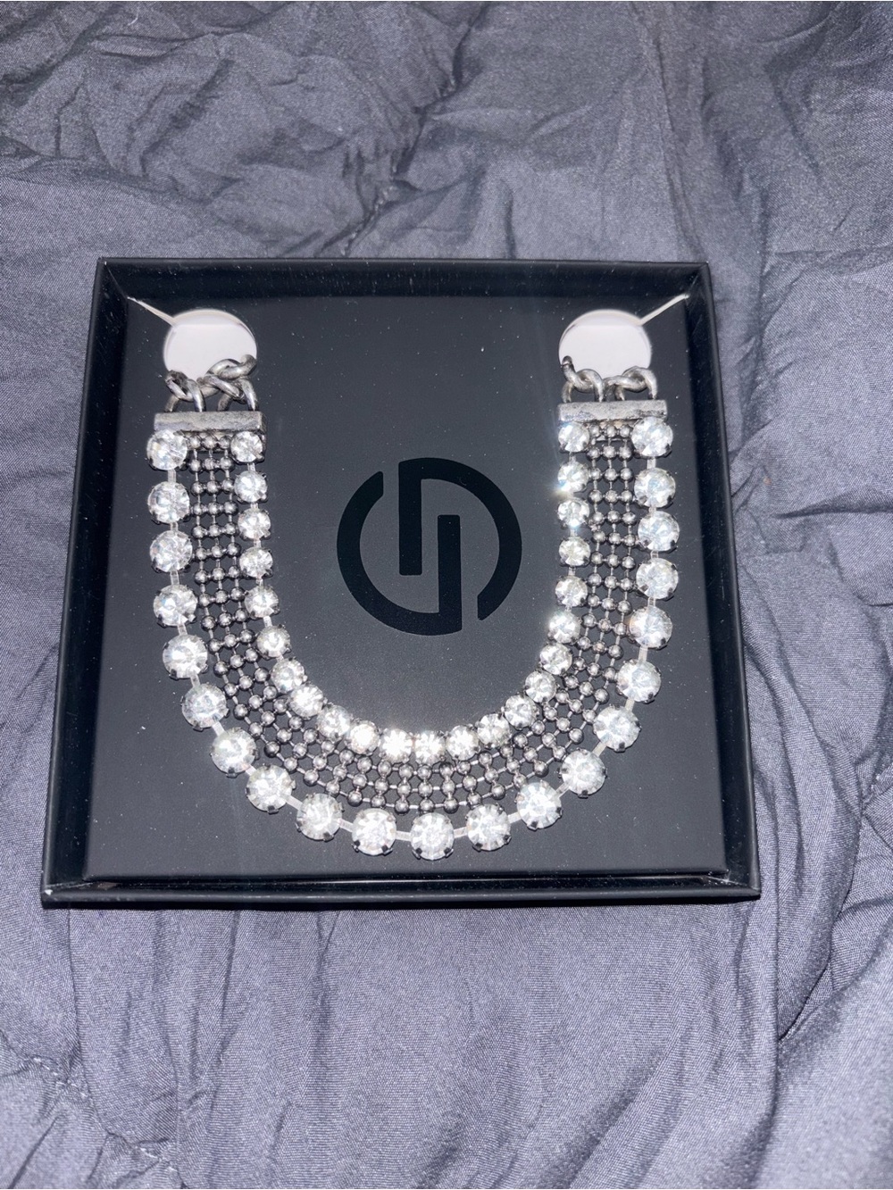 Crystal-Embellished Multi-Row Necklace - Silver Tone
